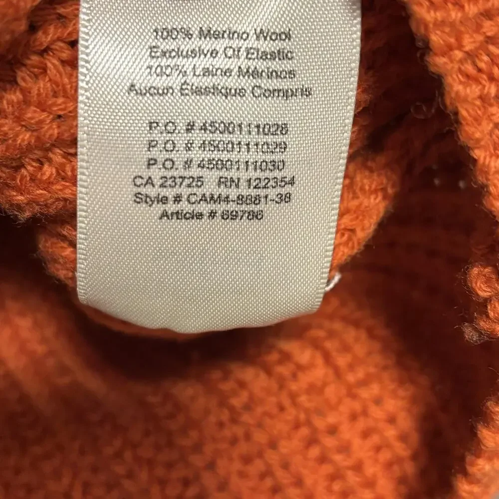Wilfred Sweater Dress Womens XS Orange 100% Merino Wool Chunky Kint Aritzia